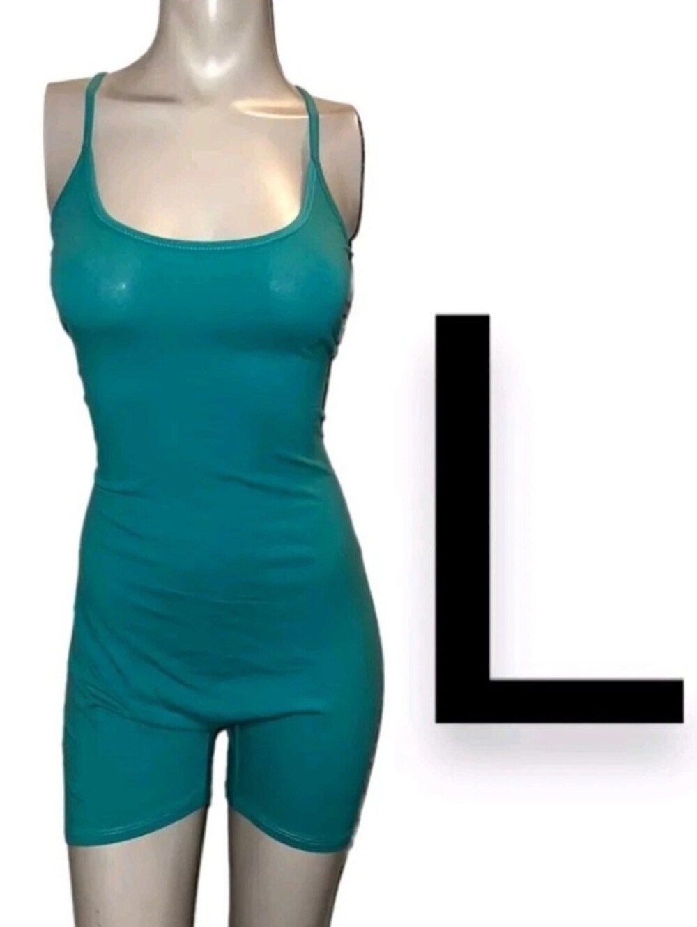 🆕Turquoise Cami Strap Bodycon Romper~Size L